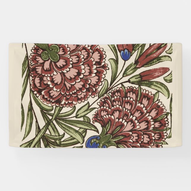 Carnation Flower Tile Antique Rustic Art Banner (Horizontal)