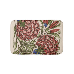 Carnation Flower Tile Antique Rustic Art Bath Mat