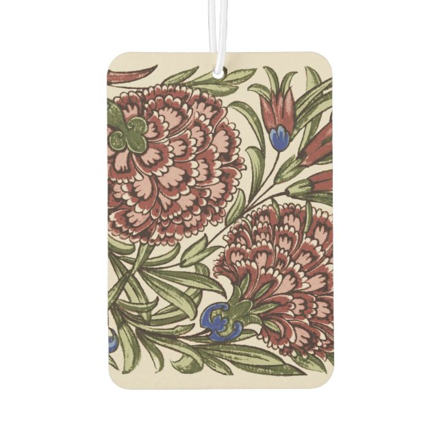 Carnation Flower Tile Antique Rustic Art Car Air Freshener (Back)