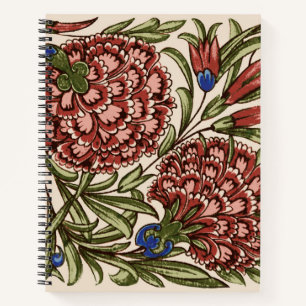 Carnation Flower Tile Antique Rustic Art Notebook