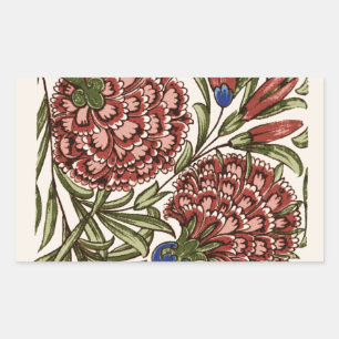 Carnation Flower Tile Antique Rustic Art Rectangular Sticker