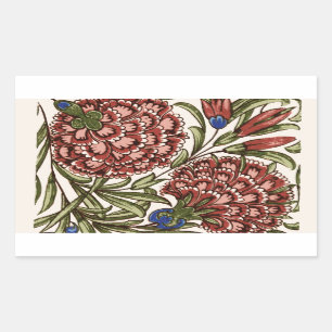 Carnation Flower Tile Antique Rustic Art Rectangular Sticker
