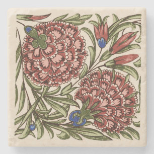 Carnation Flower Tile Antique Rustic Art Stone Coaster