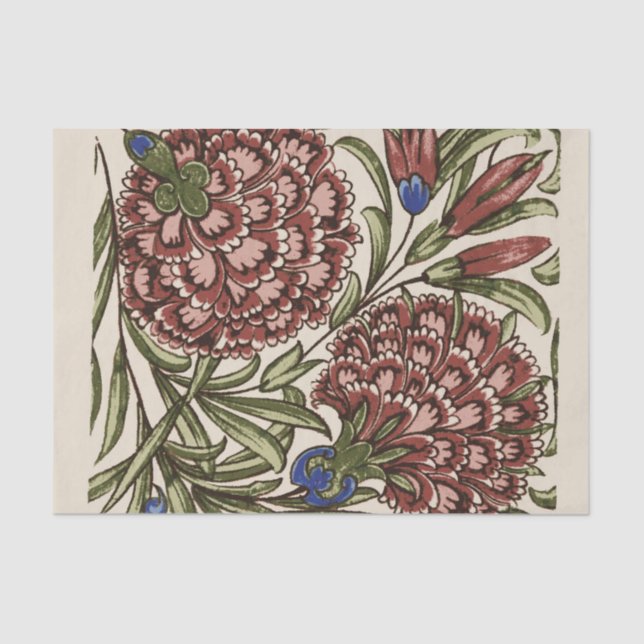 Carnation Flower Tile Antique Rustic Art Tissue Paper (Front)