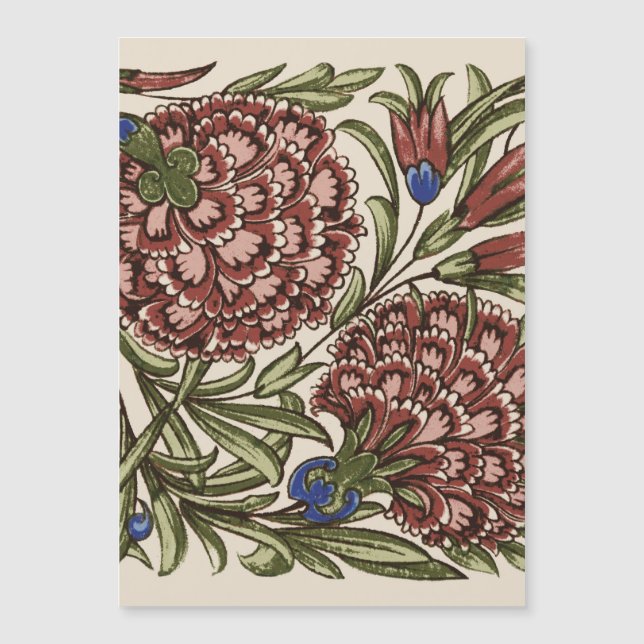 Carnation Flower Tile Antique Rustic De Morgan Art (Front)