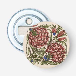 Carnation Flower Tile Antique Rustic De Morgan Art Bottle Opener