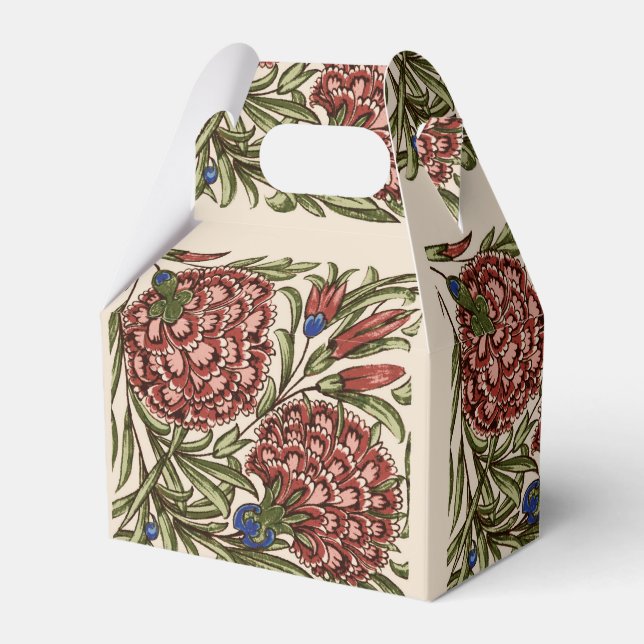 Carnation Flower Tile Antique Rustic De Morgan Art Favour Box (Front Side)