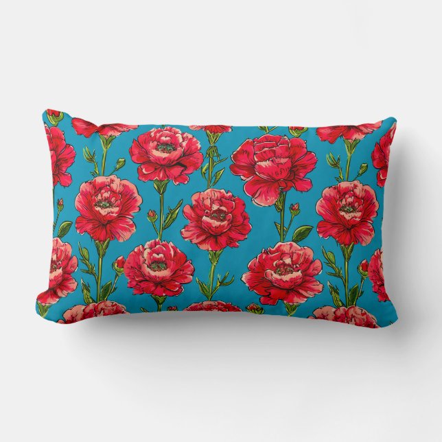 Carnation Flowers Botanical Home Décor  🌸✨ Lumbar Cushion (Front)