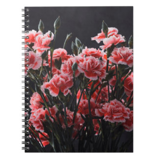 Carnation flowers bouquet vintage colour toned ove notebook
