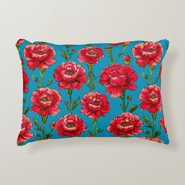 Carnation Flowers Decorative Cushion (Front)