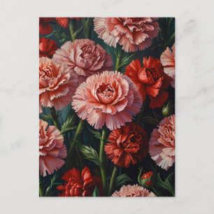 Carnation flowers postcard