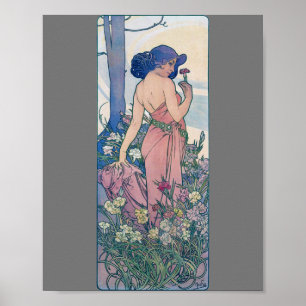 Carnation (Four Flowers), Alphonse Mucha Poster