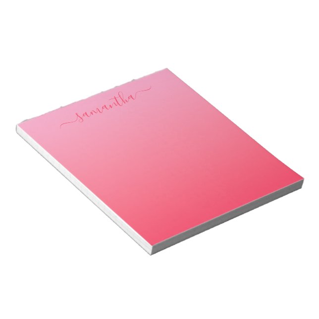 Carnation Fuchsia Pink Gradient Girly Signature Notepad (Angled)