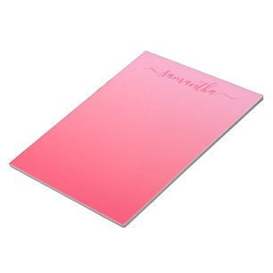 Carnation Fuchsia Pink Gradient Girly Signature Notepad