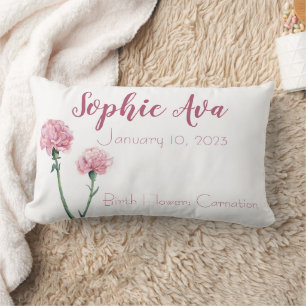 Carnation January Birth Month Flower Lumbar Cushion