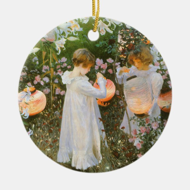 Carnation, Lily, Lily, Rose By John Singer Sargent Ceramic Tree Decoration (Front)