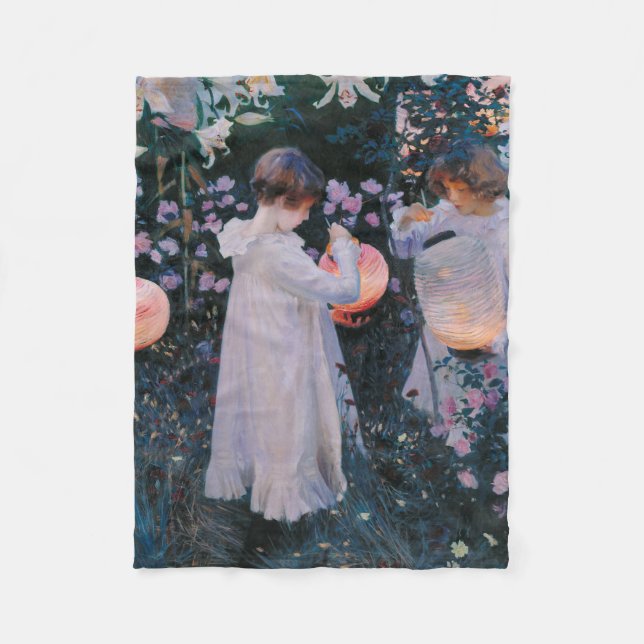 Carnation Lily Lily Rose John Singer Sargent Art Fleece Blanket (Front)