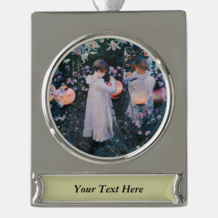 Carnation Lily Lily Rose John Singer Sargent Art Silver Plated Banner Ornament