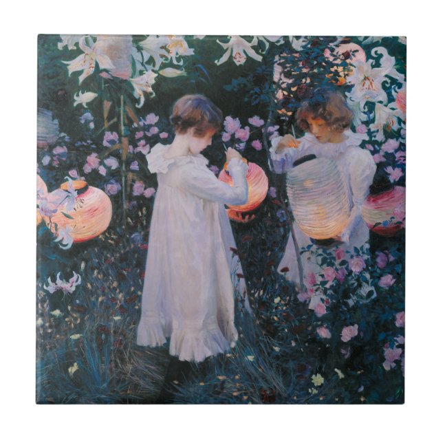 Carnation Lily Lily Rose John Singer Sargent Art Tile (Front)