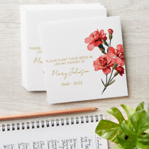 Carnation Memorial Funeral Seed Envelope