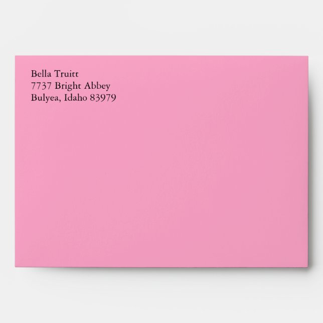 Carnation Pink A7 5x7 Custom Preaddressed Envelope (Front)