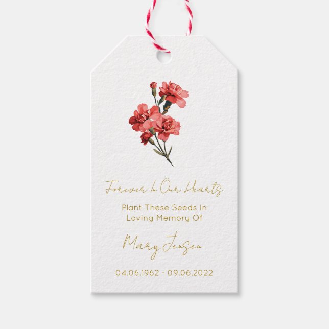 Carnation Seed Packet Funeral Gift Tags (Front)