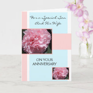 Carnation Son And Wife Personalised Anniversary Card