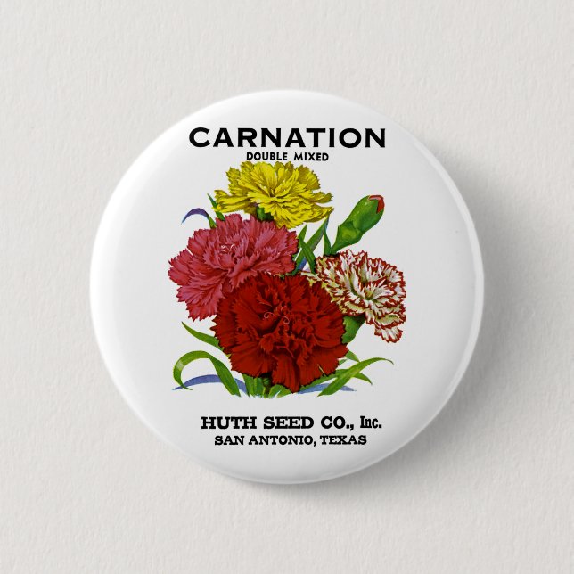 Carnation Vintage Seed Packet 6 Cm Round Badge (Front)