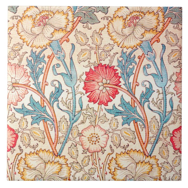 Carnation, William Morris Ceramic Tile (Front)