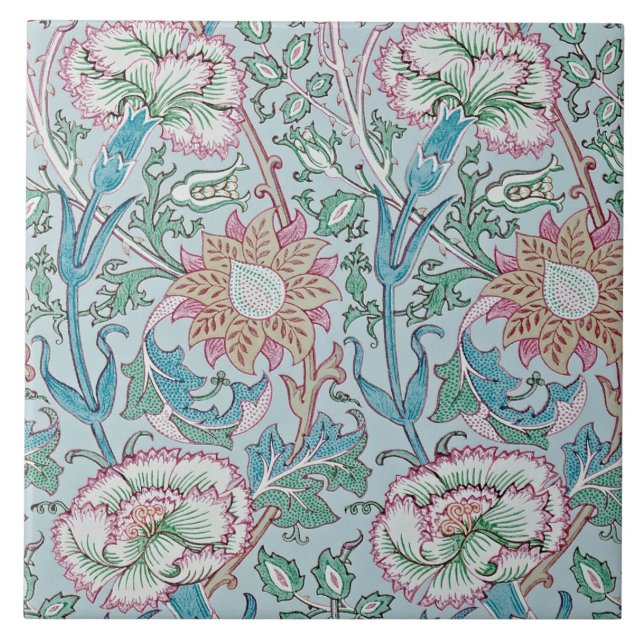 Carnation, William Morris Ceramic Tile (Front)