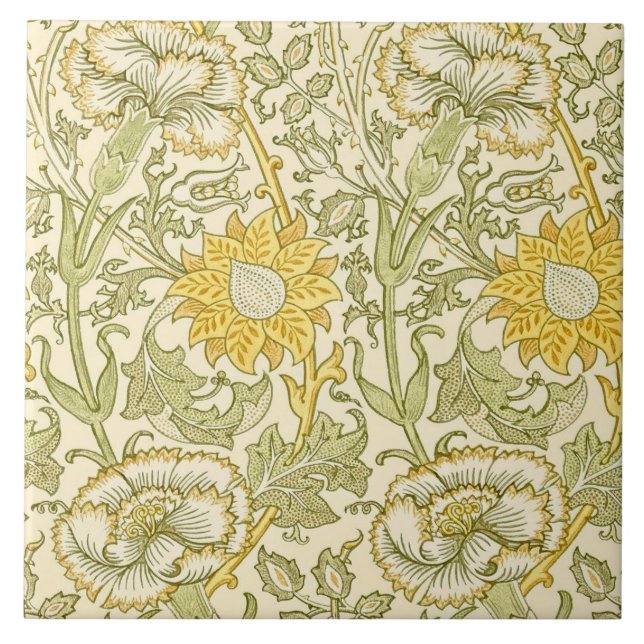 Carnation, William Morris Ceramic Tile (Front)