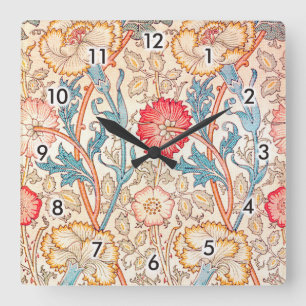 Carnation, William Morris Square Wall Clock