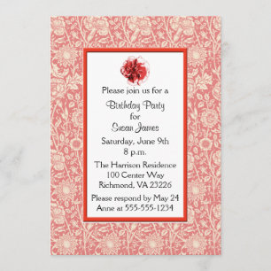 Carnations Birthday Party Invitation