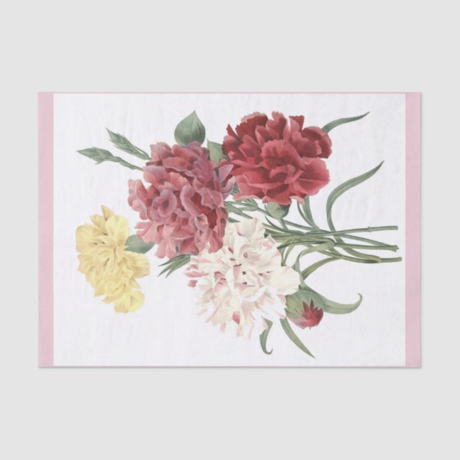 Carnations Bouquet 15" x 10" Tissue Paper (Front)