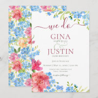 Carnations & Forget Me Nots Wedding Invitation