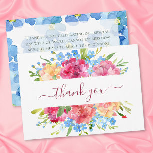 Carnations & Forget Me Nots Wedding Thank You Card