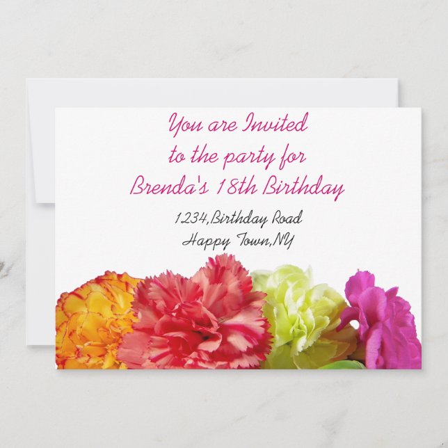 Carnations Invitation Template (Front)