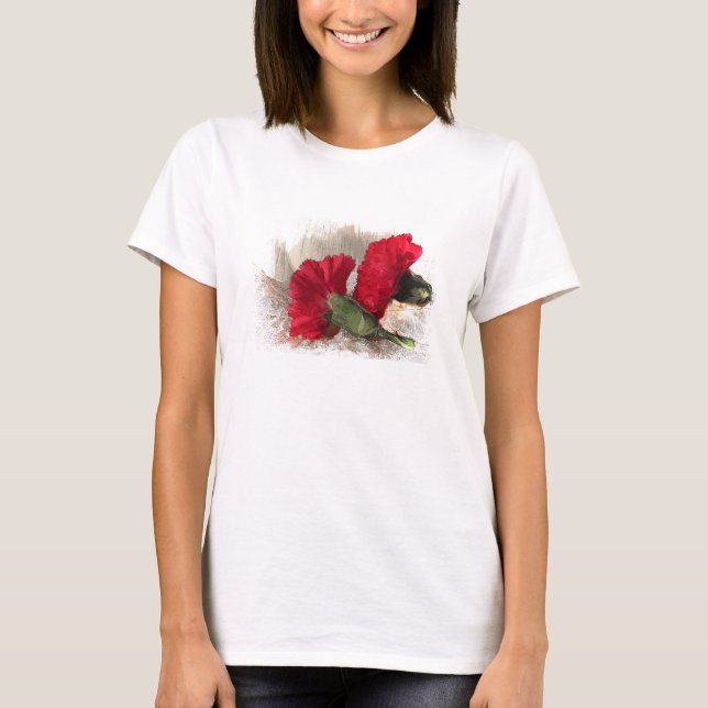 Carnations on Brocade T-Shirt (Front)