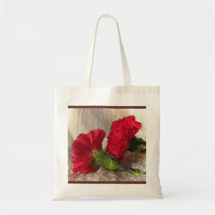 Carnations on Brocade Tote Bag