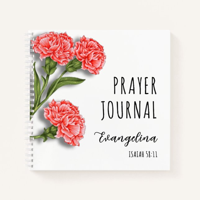 Carnations Snowdrops Christian Prayer Journal (Front)