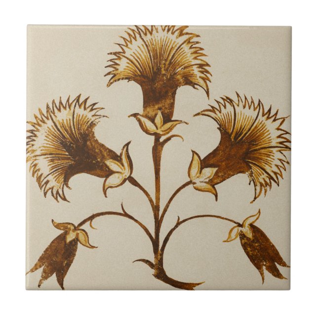 Carnations - William De Morgan Ceramic Tile (Front)
