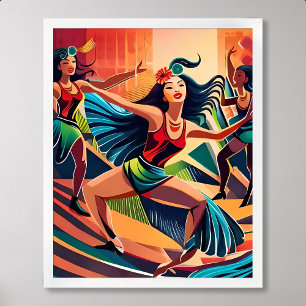 Carnaval Painting: Dance Celebrate in Rio Streets Poster