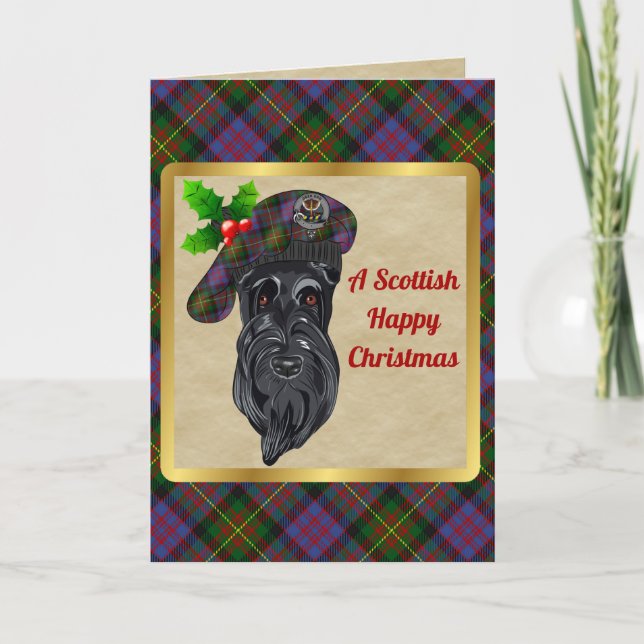 Carnegie Badge & Tartan Personalised Xmas Card (Front)