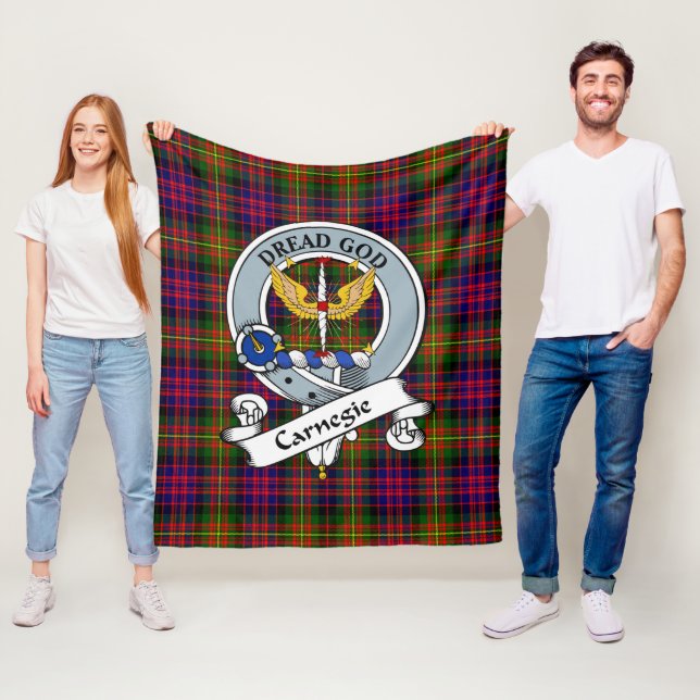 Carnegie Modern Clan Badge Tartan Plaid Fleece Blanket (In Situ)