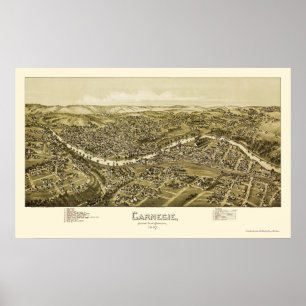 Carnegie, PA Panoramic Map - 1897 Poster