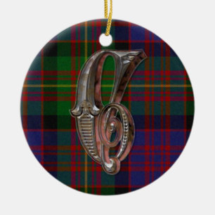 Carnegie Plaid Monogram ornament