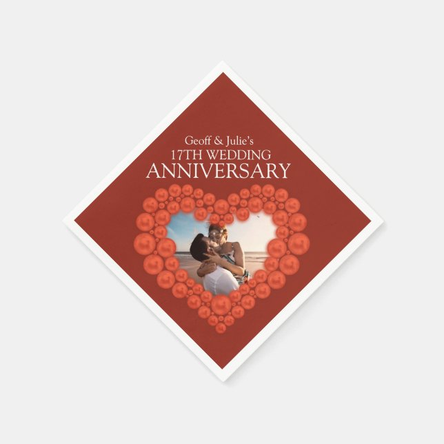 Carnelian 17th wedding anniversary custom photo  napkin (Corner)