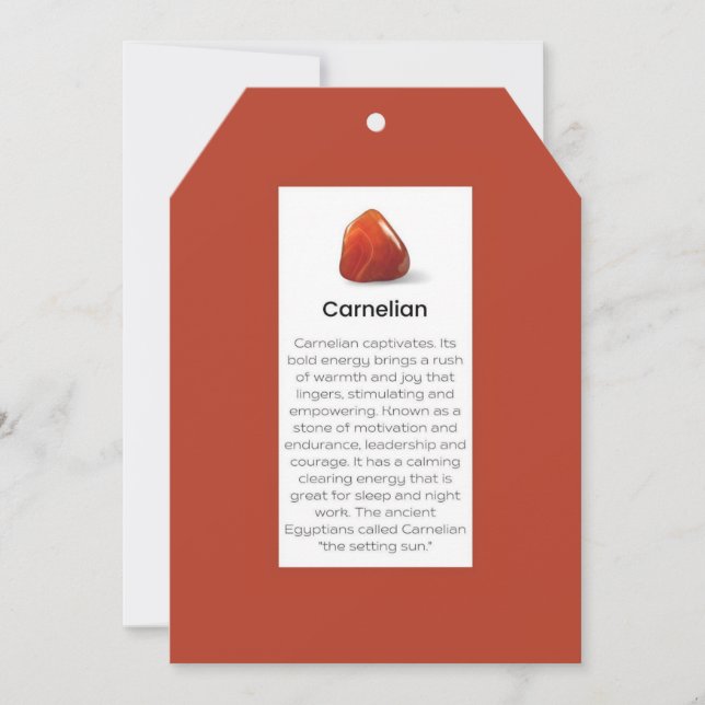 Carnelian Crystal Meaning Jewellery Display Card T (Front)