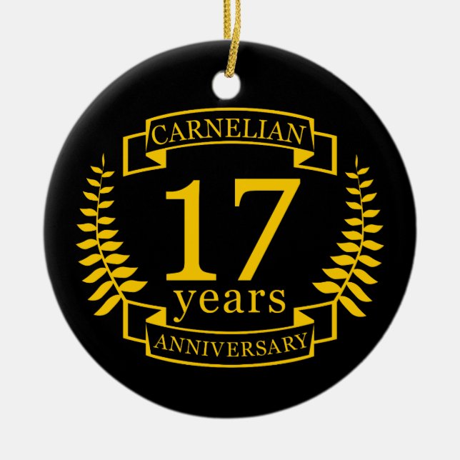 Carnelian Gemstone wedding anniversary 17 years Ceramic Ornament (Front)