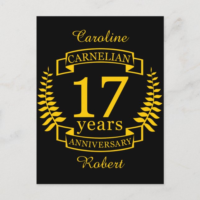 Carnelian Gemstone wedding anniversary 17 years Postcard (Front)